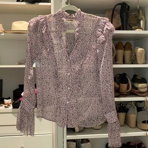 Zadig and Voltaire sheer long sleeve floral blouse